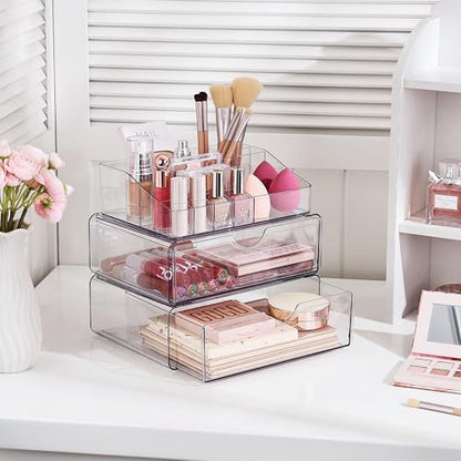 Vtopmart 3 Tier Clear Makeup Organizer with 2 Drawers - style: 3 Tier