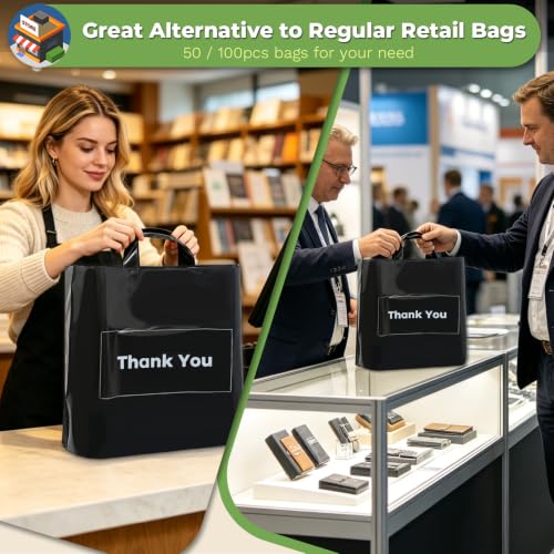 Thickened 50 Pack Thank You Bags for Small Business 18x16inch with Handles - size: 18x16inch