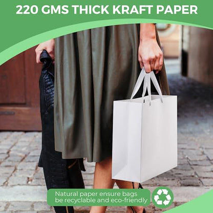 MOXARYSU White Gift Bags With Handles: 12.5x4.5x11 Inch 30pcs Large Paper Gags Bulk For Birthday Wedding Party Shopping - color: L-30-White