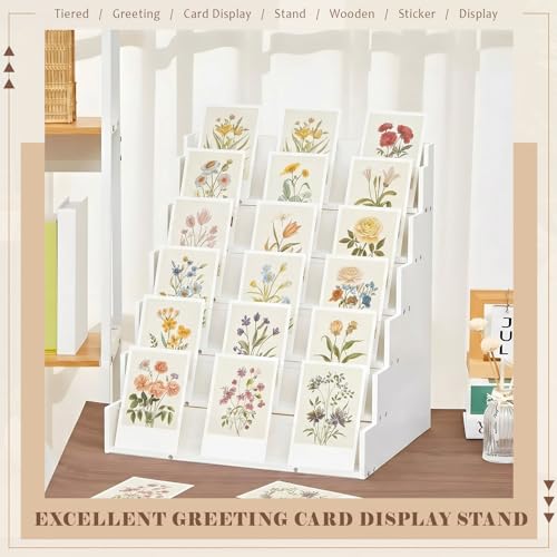 Yuntau 6 Tier Greeting Card Display Stand, White - color: White, size: 6 Tier