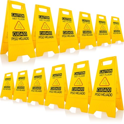 12-Pack A-Frame Double-Sided Bilingual Caution Wet Floor Signs