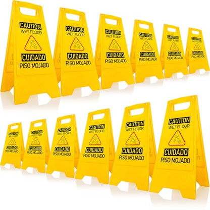 12-Pack A-Frame Double-Sided Bilingual Caution Wet Floor Signs