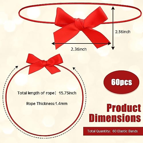 60 Pcs Elastic Bows for Gift Boxes Wrapping 15.74 Inches - color: Red