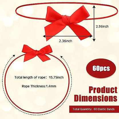 60 Pcs Elastic Bows for Gift Boxes Wrapping 15.74 Inches - color: Red