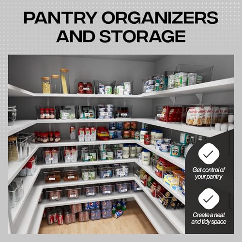 ClearSpace Clear Plastic Storage Bins – Pantry Organizers & Storage Containers, Cabinet Organizer - Home Organization Must Haves for Kitchen, Laundry Room, Office, Closet, Garage & Freezer (Pack of 2) - size: 16 Pack