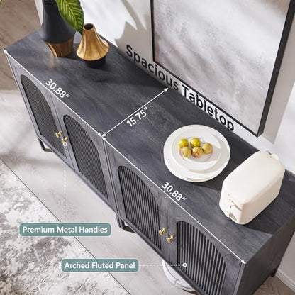 IFGET 123.5" W Modern Arch Sideboard Buffet Cabinet with Storage, Dark Grey - color: Dark Grey, size: 4 Pieces