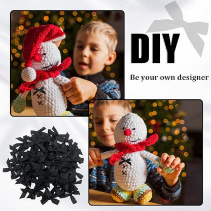 100 Pcs Mini Satin Bows with Premade Twist Ties for Crafts, Black and White - color: Black and white
