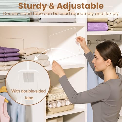 Shelf dividers for Closet Organization: Stable Upright Support - size: 6 Pack