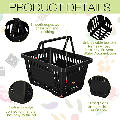 20 Pcs Bulk Shopping Baskets with Handles, Black - color: Black