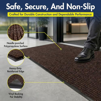 Notrax 109 Industrial Door Mat, 3' x 6' Brown, Made in the USA - color: Brown, size: 3' x 6' (Rectangular)