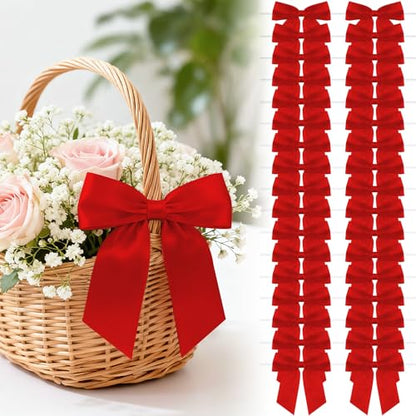 4.5" Red Satin Ribbon Bows (30 Packs) - color: Red, size: 4.5 Inch - 30pcs
