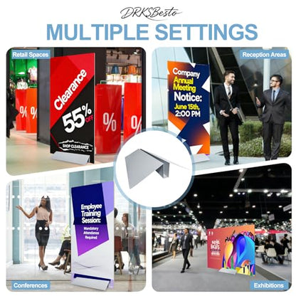 2 Pcs Metal Floor Sign Stand Holder, Adjustable Foam Board Stand Base Fits 24" Wide Board up to 72" Tall, Compatible with Composite Foam Board and Acrylic Glass Signs - Base Only