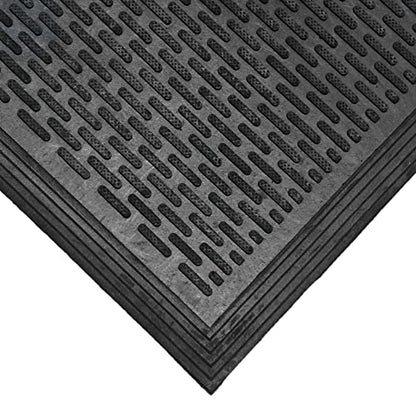 Rubber-Cal "Dura-Scraper Linear" Commercial Rubber Entrance Door Mat - 3/8 in x 3 ft x 5 ft - Black - size: 60"L x 36"W x 0.3"Th