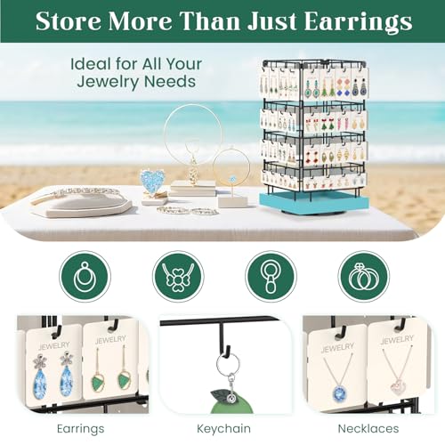 EsLuker.ly Rotating Earring Display Holder Stand for Vendors Selling, Blue - color: Blue+Black