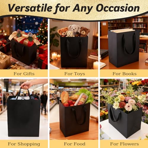Addblu 4 Pack Black Gift Bags with Handles & 8 Tissue Papers - color: Small - 4Pcs