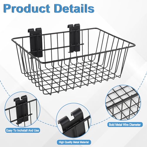 Polmart Heavy Duty Gridwall/Grid Panel Basket, Black (2-Pack)