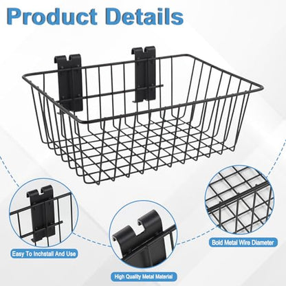 Polmart Heavy Duty Gridwall/Grid Panel Basket, Black (2-Pack)