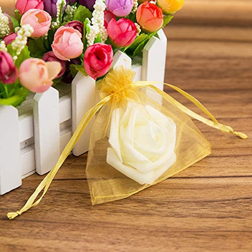 5x7 Inch Sheer Organza Mesh Drawstring Gift Bags Gold Pack of 50 - color: Gold 5x7 Inches Pack of 50