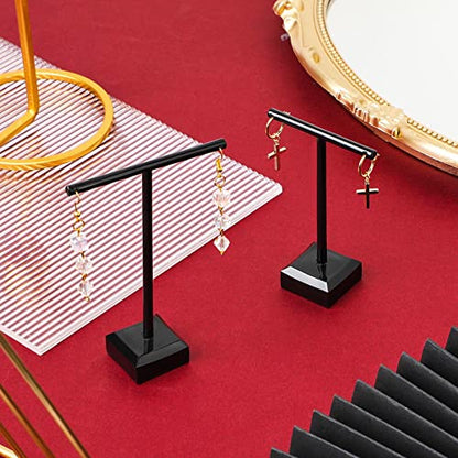 Acrylic Earrings Display Holder T-bar Earrings Stand Holder Tree Stand Countertop Hanging Jewelry Organizer for Necklaces Bracelet - color: Black