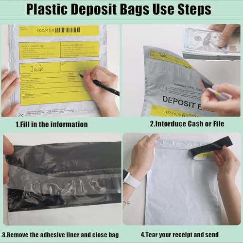 Plastic Deposit Bags 100 Pack 9''x12'', Opaque Security Bank Deposits,Cash register,Money bag for Cash,Bank Pocket,Tamper-Evident,Unique Barcode - style: 100-Pack Opaque 9''x12''