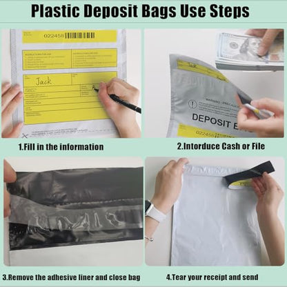 Plastic Deposit Bags 100 Pack 9''x12'', Opaque Security Bank Deposits,Cash register,Money bag for Cash,Bank Pocket,Tamper-Evident,Unique Barcode - style: 100-Pack Opaque 9''x12''