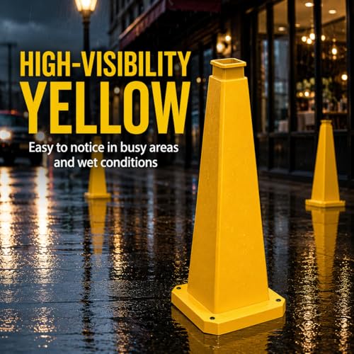 BESEA 3 Pack 36 Inch Yellow Traffic Cones with Weighted Base - color: Yellow, size: 36INCH