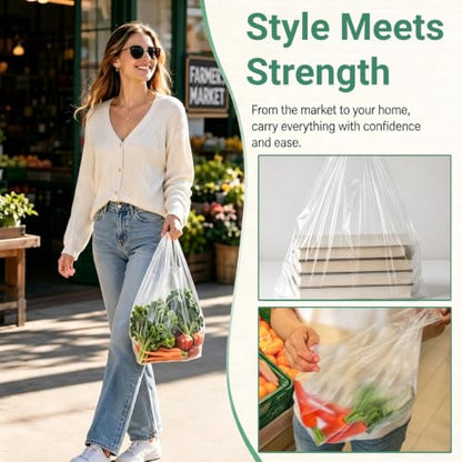 500 Pcs Clear T Shirt Shopping Bag, 12''W x 18''H