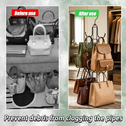 Black Hat Organizer for Closet, Collapsible Metal Purse Organizer - color: Black