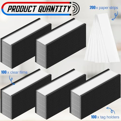ReliThick 100 Pack 4" x 1" C Channel Magnetic Label Holders for Metal Racks and Shelves with Protective Films and Replacement Strips