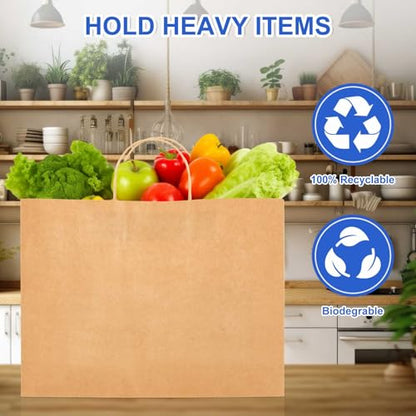 Maitys 12 Pcs 18x14x7 Inch Brown Large Kraft Paper Gifts Bags with Handles - color: Brown 1, size: 18x14x7 Inch