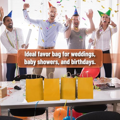 Mr. Pen- Paper Gift Bags with Handles, 60 Pack, 7.6" x 4.7" x 10.6" - color: Yellow, size: 60 Pack
