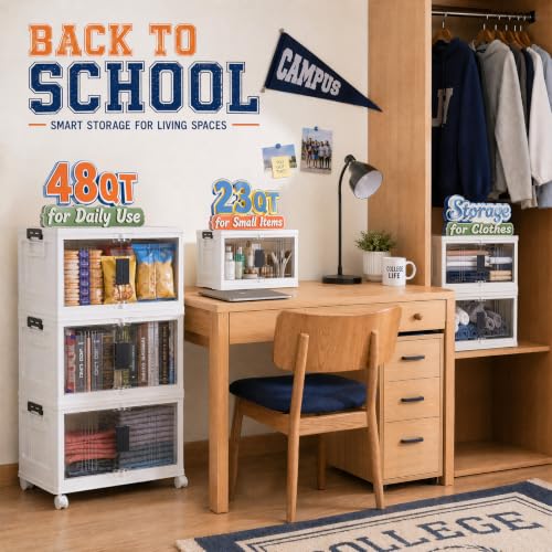 OlarHike 48QT Storage Bins with Lids for Home, Closet, Dorm, Room, 4 Pack - size: 48QT-White