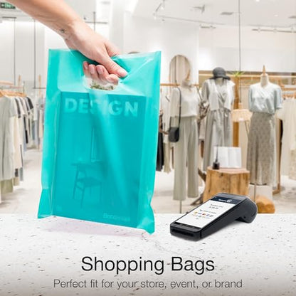 Choice Marts 100 Teal Plastic Bags With Handles 9x12 Merchandise Bags - color: Teal