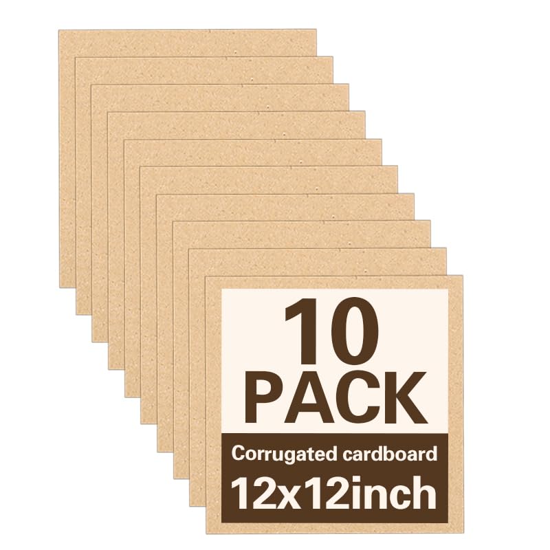 120 Pack Corrugated Cardboard Sheets 8.5 x 11 Inch, Kraft Cardboard Sheets for Crafts, DIY Projects, Art Supplies, Packaging Inserts and Printing (cardboard 12 * 12in 10Pcs) - size: cardboard 12*12in 10Pcs
