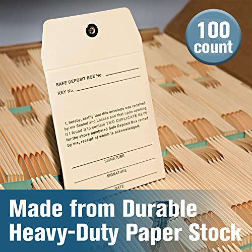 BankSupplies Manila Envelopes 3W x 3.5H Pack of 100 Safe Deposit Box Key Envelope Permanent Lock Sand Background