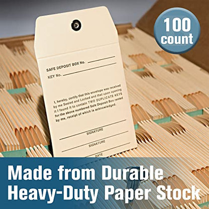 BankSupplies Manila Envelopes 3W x 3.5H Pack of 100 Safe Deposit Box Key Envelope Permanent Lock Sand Background