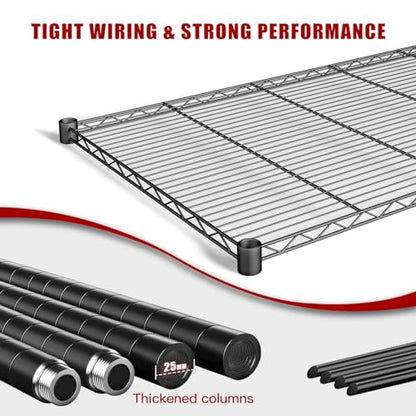 AIRAJ 5 Tier Wire Shelving | 46” W Rolling Wire Rack with Wheels | 3000 LBS Metal Shelving | Storage Shelves Heavy Duty | Garage Shelving Units and Storage | Adjustable Layer Height | 46”W×16”D×72”H - size: 46W