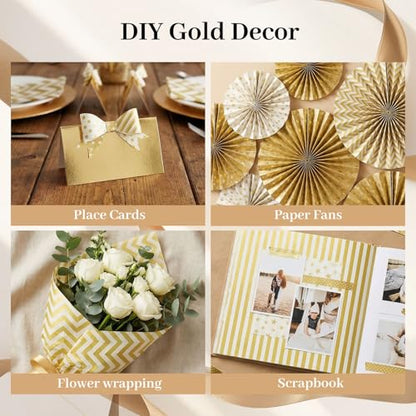 Koogel White and Gold Tissue Paper 100 Sheets, 20 X 14 inch for Gift Bags - color: White Gold