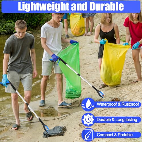 6 Pack 32 Inch Commercial Trash Grabber Tool for Elderly Assist, Foldable - color: Blue