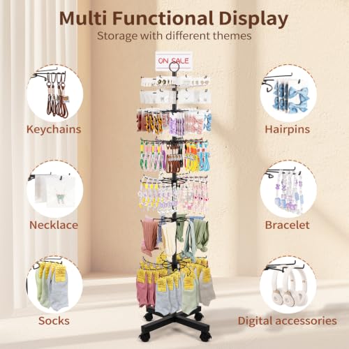 Flenpptly Retail Display Stand, 7-Tier Rotating Display Rack, Black - color: 7-Tier Black