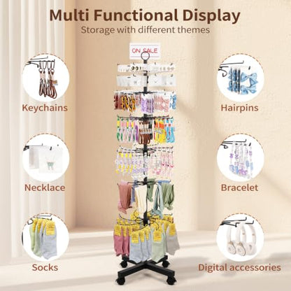 Flenpptly Retail Display Stand, 7-Tier Rotating Display Rack, Black - color: 7-Tier Black