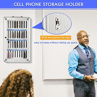 36 Slots Aluminum Alloy Cell Phone Locker, Phone Holder for Classroom - size: 36 Slots Transparent