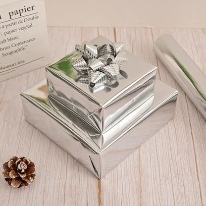 Vnaeem Silver Wrapping Paper Roll - 17 Inch X 33 Feet - Solid Color Matte Gift Wrap for Birthday, Christmas, Holiday, BabyShower, New Year, Party, Celebration - color: Sliver