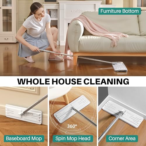 JOYMOOP Bathroom Cleaning Set, Mop and Bucket System with Toilet Brush Set, White, Microfiber Flat Mop for Household & Commercial Floor and Bathroom Cleaning - color: B
