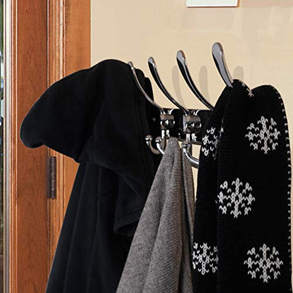 Dseap Coat Rack Wall Mounted - 5 Tri Hooks, Heavy Duty, Stainless Steel, Metal Coat Hook Rail for Coat Hat Towel Purse Robes Mudroom Bathroom Entryway,Chromed - color: Chrome Finish, size: L=16" (1 Pcs)
