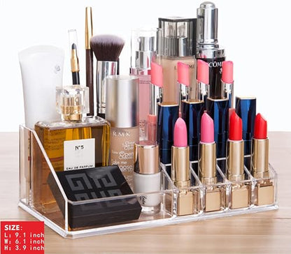 Cq acrylic 4 Pack Clear Makeup Organizer Countertop,Stackable 11 Drawers Skincare Organizer,Cute Skin Care Organizer for Vanity Hair Clip,Jewelry,Beauty Product Desk and Make Up Organizers for Vanity - size: 11 Drawers