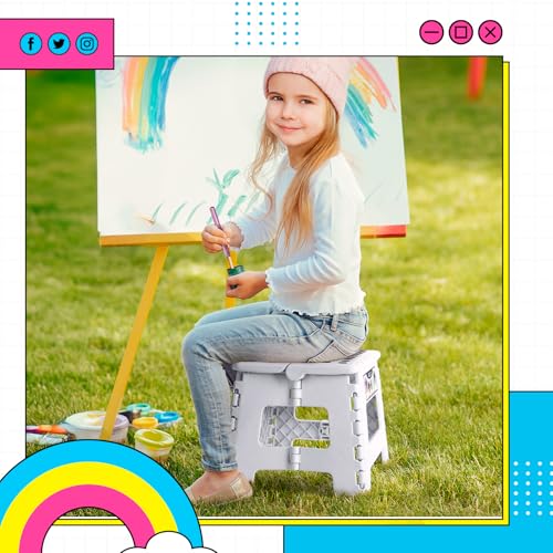 Delxo 9 Inch Kids Step Stool,300 Lbs Folding Step Stool for Toddler White - color: White, size: 9 Inch