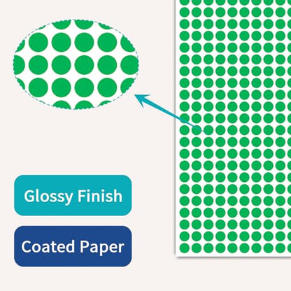 1/4" Green Dot Stickers Small Tiny Mini Little Circle Stickers - color: Green, size: 1/4 INCH