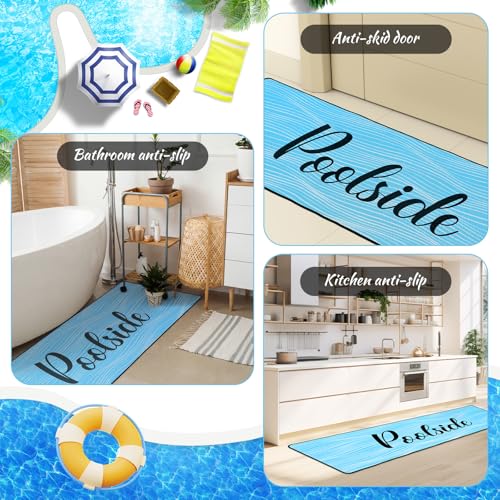 Tinideya Pool Deck Mats Non Slip Rubber with Drainage,Blue,23.62" X 67.72" - color: Blue, size: 2' x 6' (Rectangular)