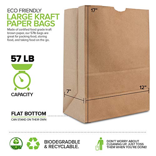 Stock Your Home 57 Lb Kraft Paper Bag (50 Count) Heavy Duty, Large Brown Paper Grocery Bags for Food Shopping, Recycling, Trash, Bulk Pack Size - size: 57 lb